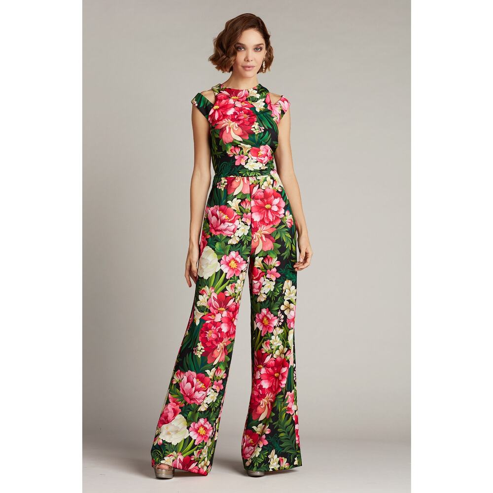 NWT Tadashi Shoji Zora Floral Shoulder Cut-Out Jumpsuit - XS
